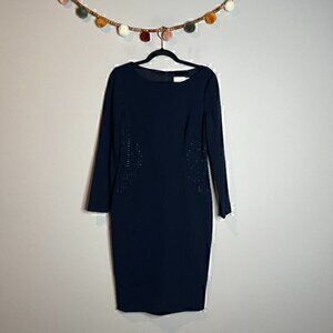 Eliza J navy blue embellished bodycon pencil dress
